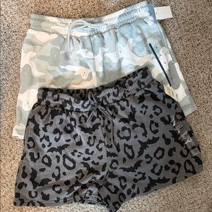 NWT Mighty Fine Blue Camo and Gray Leopard Shorts Bundle Sz Large